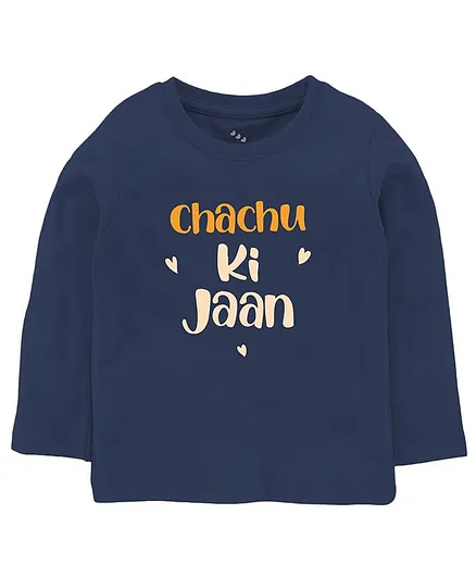Zeezeezoo Full Sleeves Family Theme Chachu Ki Jaan Printed Tee - Navy Blue