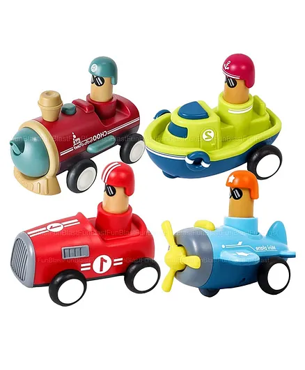 FunBlast Push and Go Vehicle Toy Pack of 4 - Multicolour