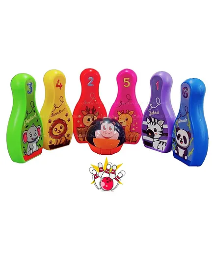 FunBlast Bowling Set Toy with 6 Pins and 1 Balls Multicolor