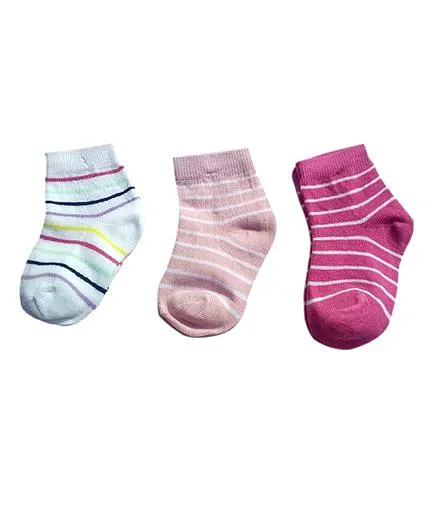 Footprints Organic Cotton Stripe Socks- Pack of 3 - Multicolor