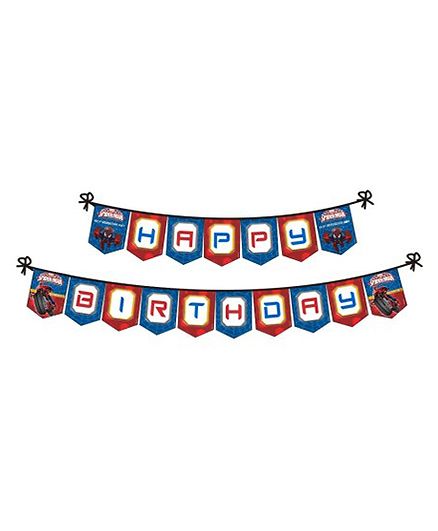 Marvel Spiderman Happy Birthday Banner - Red Blue