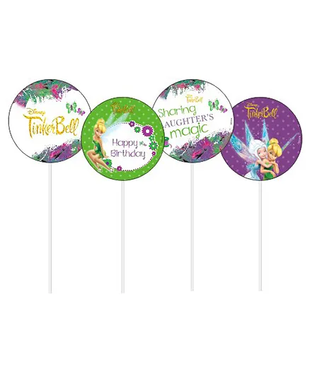 Disney Tinkerbell Cupcake & Food Toppers Pack of 10 - Green White Purple