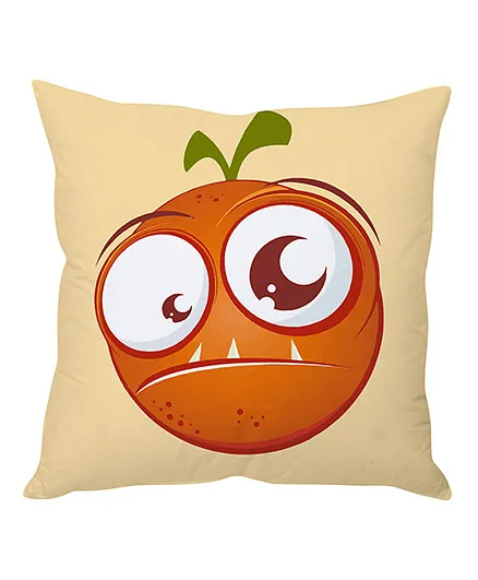 Stybuzz Fruit Face Cushion Cover - Cream And Orange 
