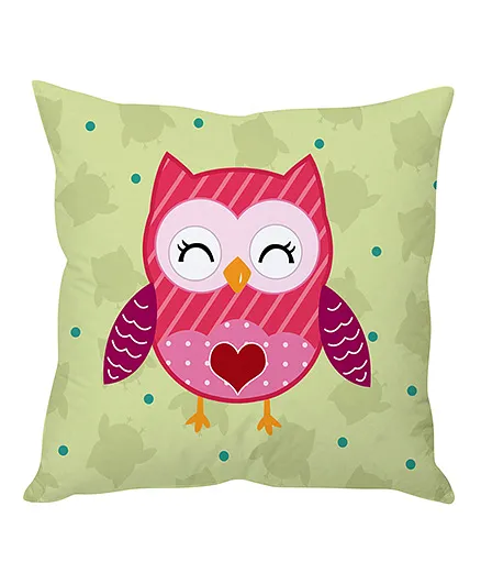 Stybuzz Cushion Cover Owl Print - Pink Green