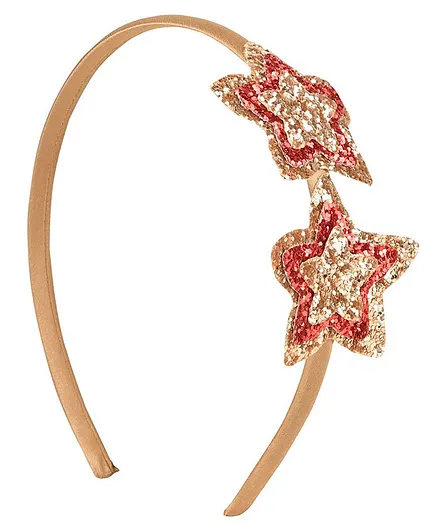 Aye Candy Christmas Theme Star Glitter Finish Hair Band -Red & Gold