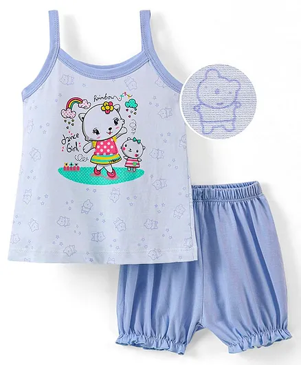 Cucumber Sinker Sleeveless Slip & Bloomer Kitty Print - Purple