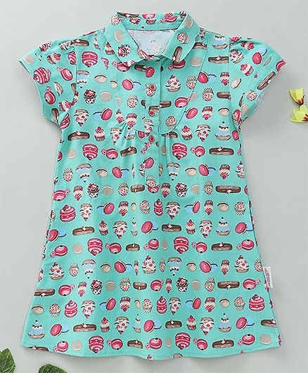 Little Fairy Ice Cream & Food Print Top - Green