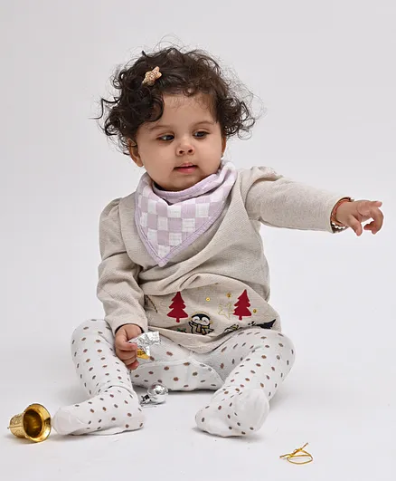 Theoni Organic Chekered Muslin Bandana Bib - Purple