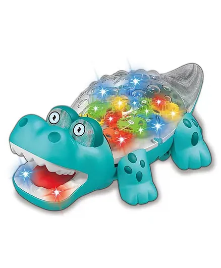 Super Cute Geared Musical Crocodile Toy With Colorful LED Lights Shining & Moving Crocodile With Sound - Colour May Vary