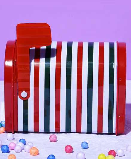 Christmas Stripes Mini Post Box - Red