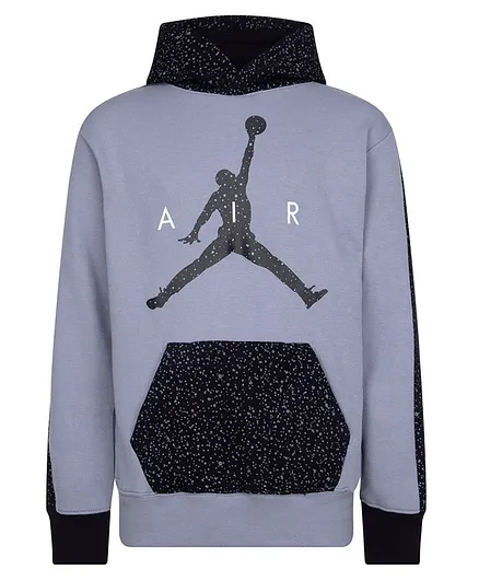 JORDAN Kids Full Sleeves Abstract Printed Air Speckle French Terry Pullover Hoodie - Black