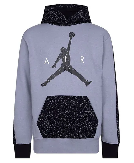 JORDAN Kids Full Sleeves Abstract Printed Air Speckle French Terry Pullover Hoodie - Grey