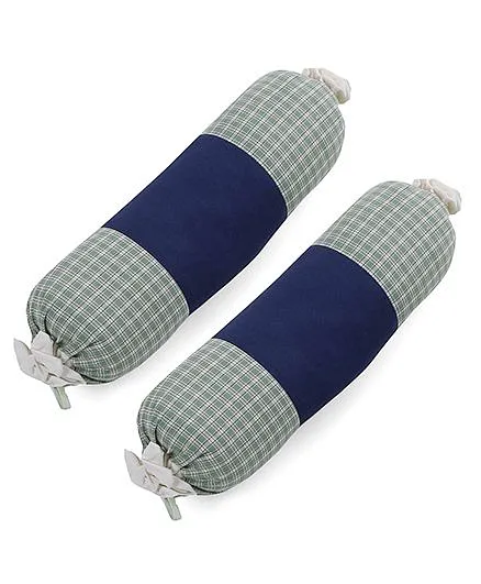 Abracadabra Checks Bolsters Set Of 2 - Green Blue