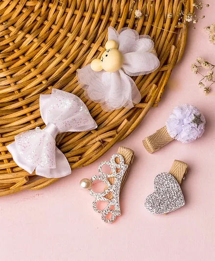 Jewelz Bow Crown And Sequin Embellished Hair Pins - White