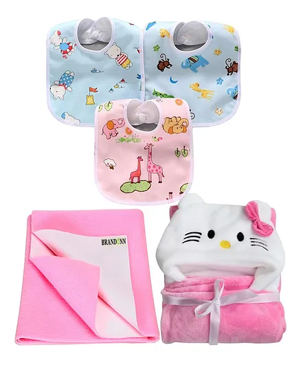 BRANDONN New Born Baby Gift Set Combo Pack for Baby Boys and Baby Girls Pack of 5 Pcs - Multicolour
