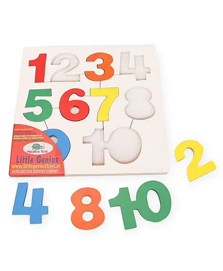 Little Genius Number Inset Tray Puzzle 1 to 10 - Multi Color
