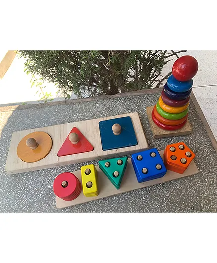 Kidmee Shape Sorter Stacker Combo -Assorted Colors.