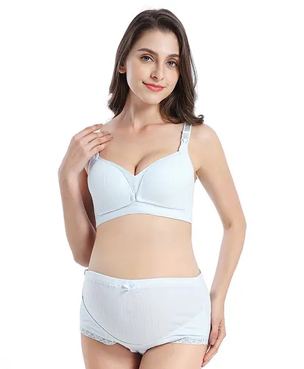 Momsoon Maternity Nursing Bra With Panty - Light Blue