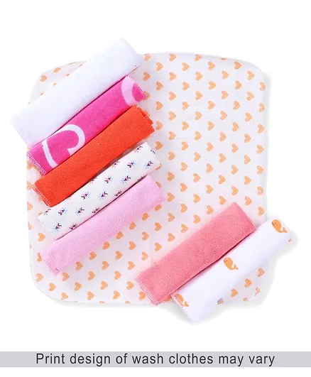 Babyhug Knit Wash Cloth Printed Pack of 8 (Color And Print May Vary)