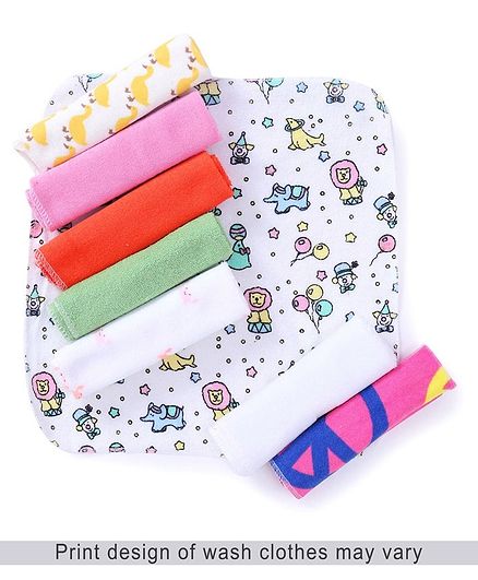Babyhug Knit Wash Cloth Pack of 8 - Multicolour
