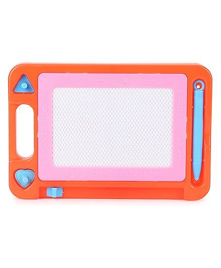 Alphabet And Numeric Print Baby Drawing Board And Pen - Orange And Pink