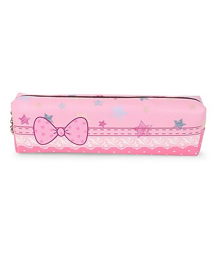 Pencil Pouch Bow And Star Print - Pink