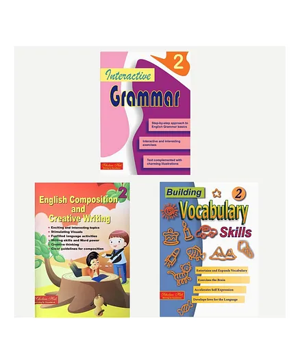 English WorkBook Combo for Class 2 Interactive Grammar Vocabulary Book & English Composition and Creative Writing Book Set of 3 Books With Answer Key -English