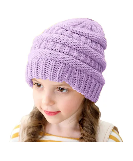 SYGA Winter Woolen Hat Knitted Warm Wool Hat Purple - Diameter 16 cm