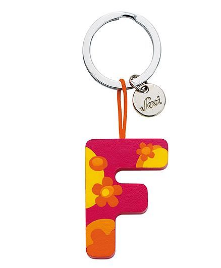 Sevi Wooden F Alphabet Key Chain - Dark Pink Yellow