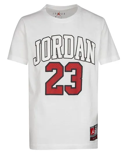 JORDAN Kids Half Sleeves Practice Flight Number Printed Tee - White