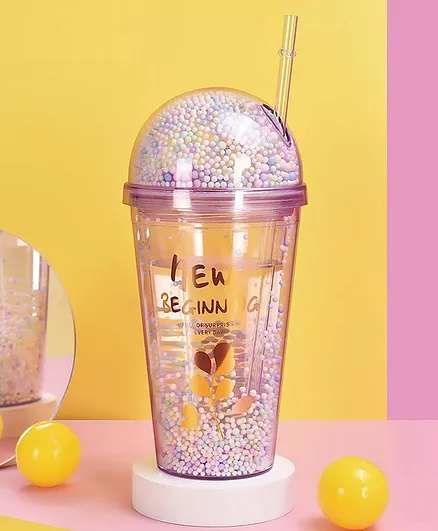 NEGOCIO Sipper Tumbler With Straw - 450 ml (Colour May Vary)