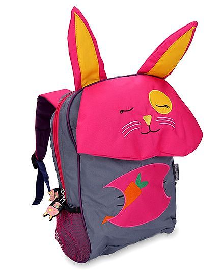 My Milestones Toddler Backpack Rabbit Grey Pink - 13 Inches