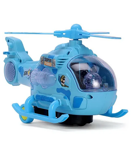 Negocio Battery Operated Rotating Musical Helicopter Bump and Go Action Aeroplane Toy- Colour May Vary