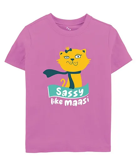 Zeezeezoo Half Sleeves Sassy Like Maasi Printed Tee - Pink