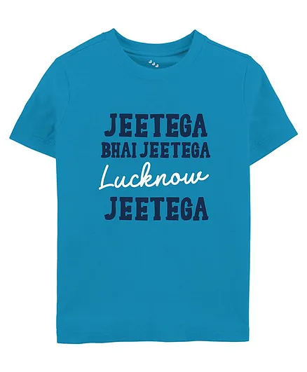 Zeezeezoo Half Sleeves Cricket Theme Jeetega Bhai Jeetega Lucknow Jeetega Printed Tee - Blue