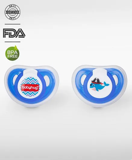 Babyhug Orthodontic Soother With Cover Pack Of 2 - Blue