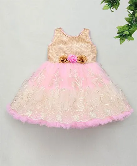 M'Princess Party Dress With Flower Applique - Pink