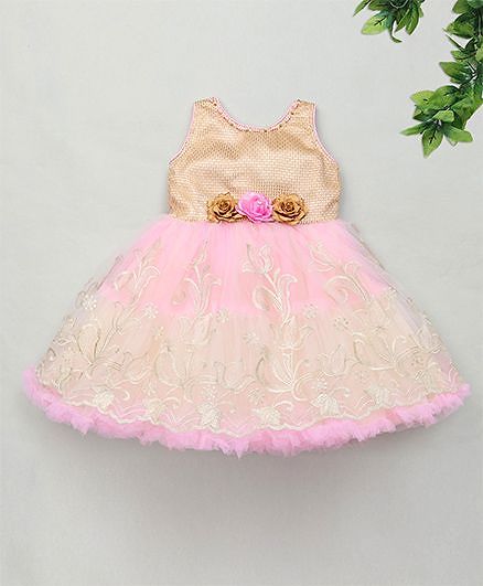 M'Princess Party Dress With Flower Applique - Pink