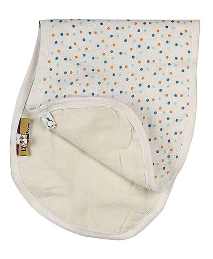 BumChum Organic Muslin Burpy Bibs Dots Print - White