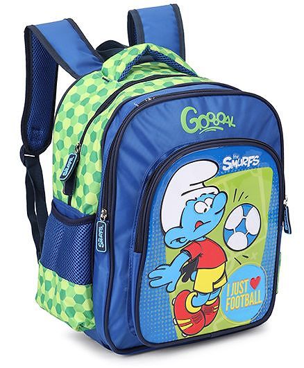 Smurfs Football Backpack Blue - 14 Inches