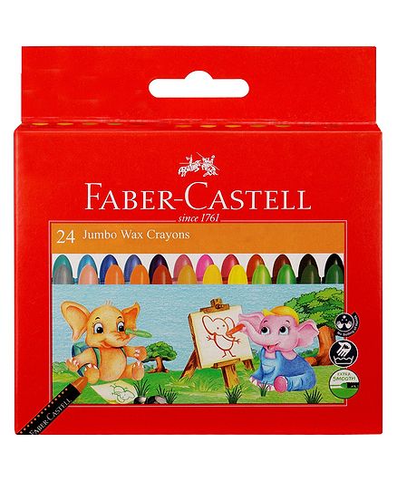 Faber Castell Jumbo Wax Crayons With Free Crayon Holder - 24 Shades