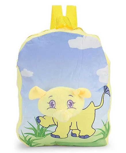 Dimpy Stuff Soft Nursery Bag With Elephant Print Light Yellow - 13 Inches