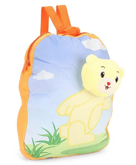 Dimpy Stuff Nursery Bag Teddy Motif Blue Orange - 13 inch