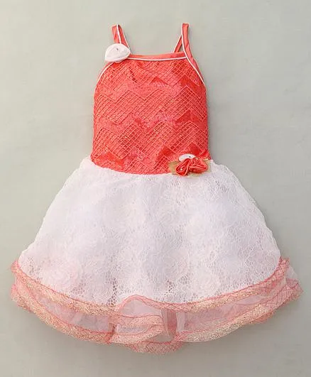 M'Princess Flower Lace Party Dress - Orange