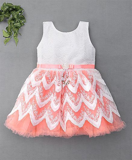 M'Princess Pretty Lace Design Party Dress - Peach