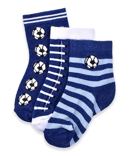Footprints Organic Cotton And Bamboo Socks Pack Of 3 - Grey Blue
