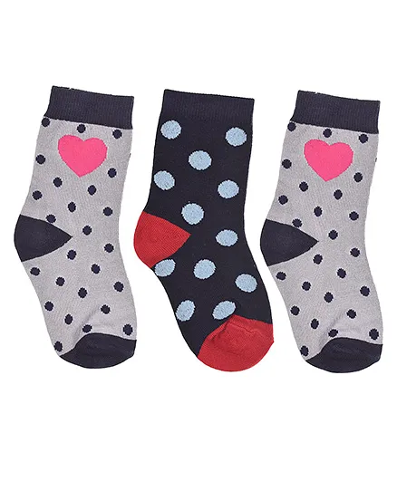 Footprints Organic Cotton And Bamboo Socks Dots Design Pack Of 3 - Grey Blue