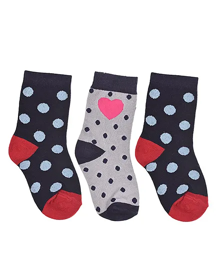 Footprints Organic Cotton And Bamboo Socks Dots Design Pack Of 3 - Grey Blue