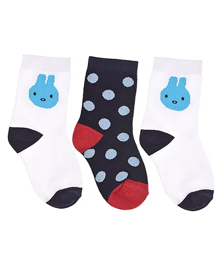 Footprints Organic Cotton And Bamboo Socks Dots Design Pack Of 3 - White Blue
