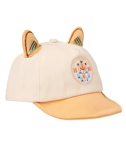 Kid-O-World Ear Appliqued Design Bear Patch Cap - Beige